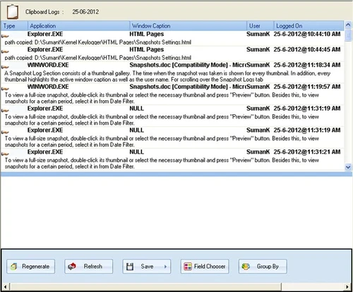 kernel computer activity monitor clipboard logs